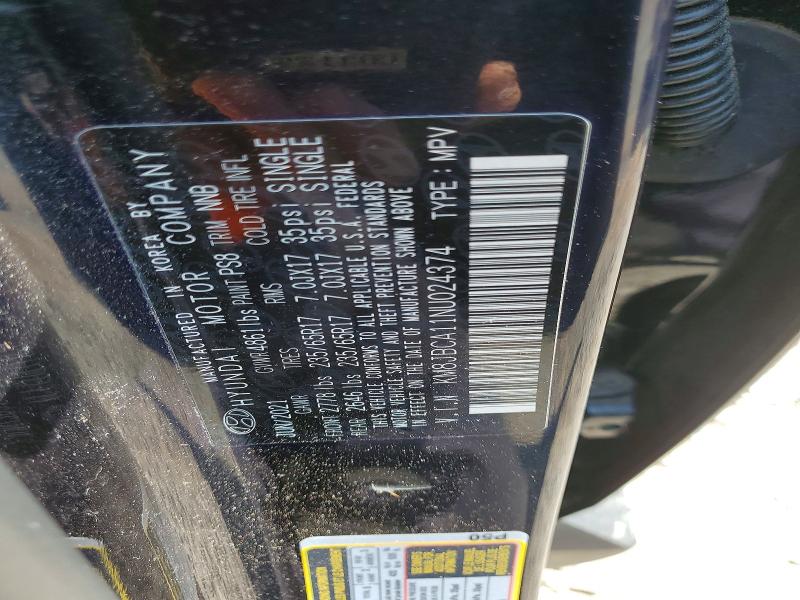 Aukcja sprzedaży 2022 Hyundai Tucson, vin: KM8JBCA11NU024374, numer aukcji: 52957536