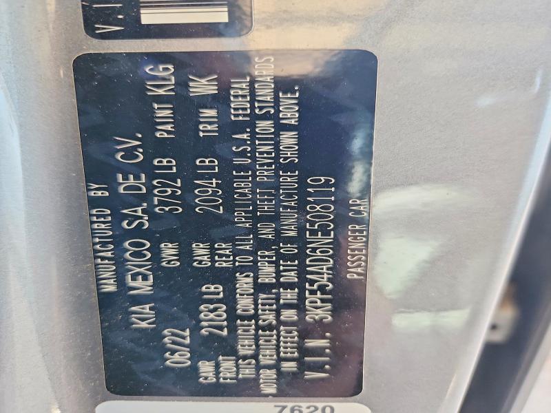 53566676 :رقم المزاد ، 3KPF54AD6NE508119 vin ، 2022 Kia Forte مزاد بيع