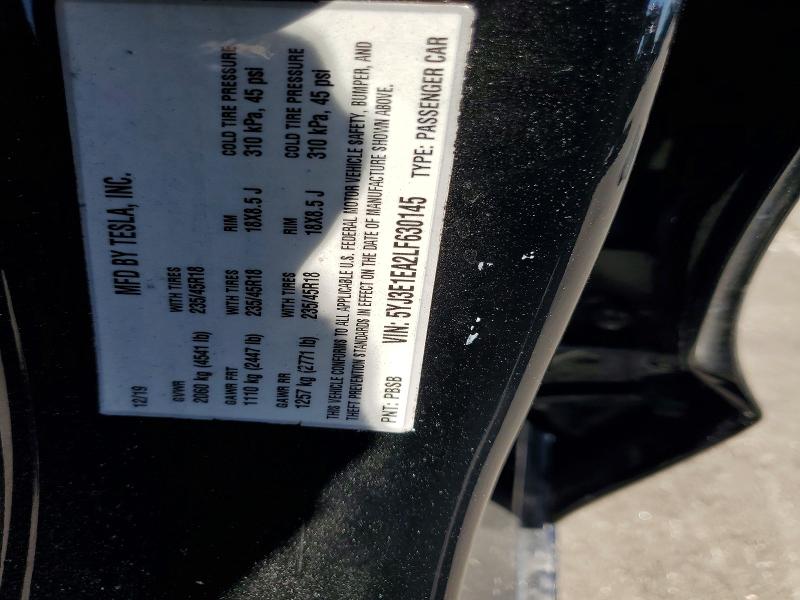 2020 Tesla Model 3 მანქანა იყიდება აუქციონზე, vin: 5YJ3E1EA2LF630145, აუქციონის ნომერი: 51902526