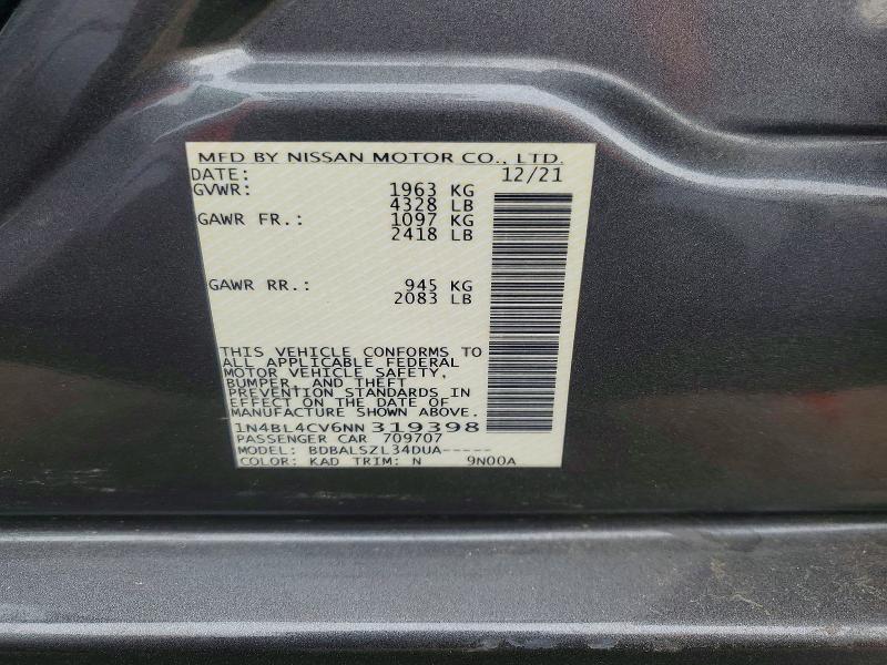 Aukcja sprzedaży 2022 Nissan Altima, vin: 1N4BL4CV6NN319398, numer aukcji: 53432456