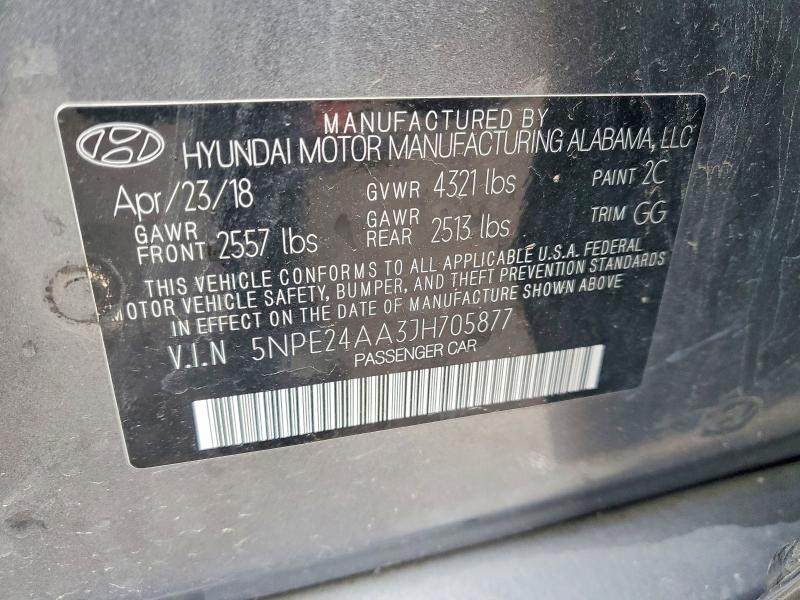 Aukcja sprzedaży 2018 Hyundai Sonata, vin: 5NPE24AA3JH705877, numer aukcji: 52549346