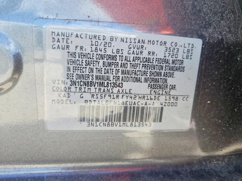 Aukcja sprzedaży 2021 Nissan Versa, vin: 3N1CN8BV1ML813543, numer aukcji: 53788466