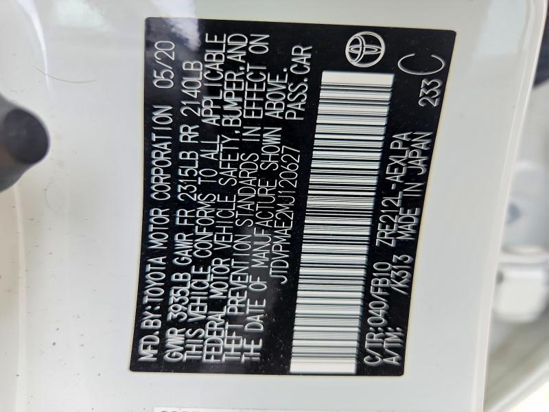 Aukcja sprzedaży 2021 Toyota Corolla, vin: JTDVPMAE2MJ120627, numer aukcji: 53906756