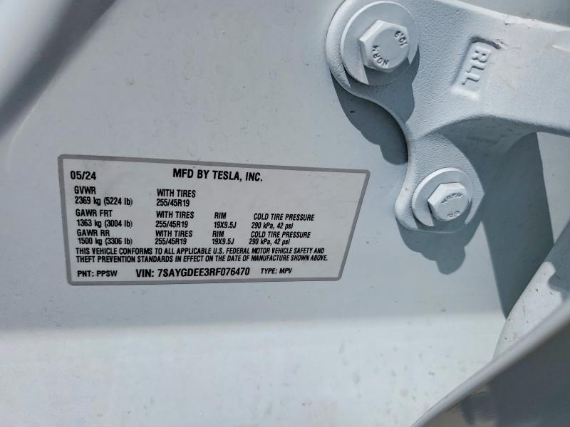 Aukcja sprzedaży 2024 Tesla Model Y, vin: 7SAYGDEE3RF076470, numer aukcji: 52376976