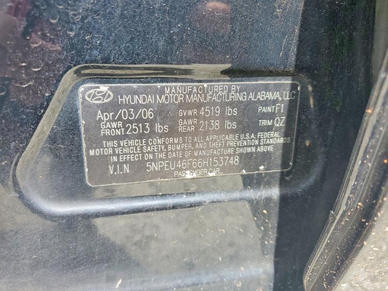 Aukcja sprzedaży 2006 Hyundai Sonata, vin: 5NPEU46F66H153748, numer aukcji: 54925766