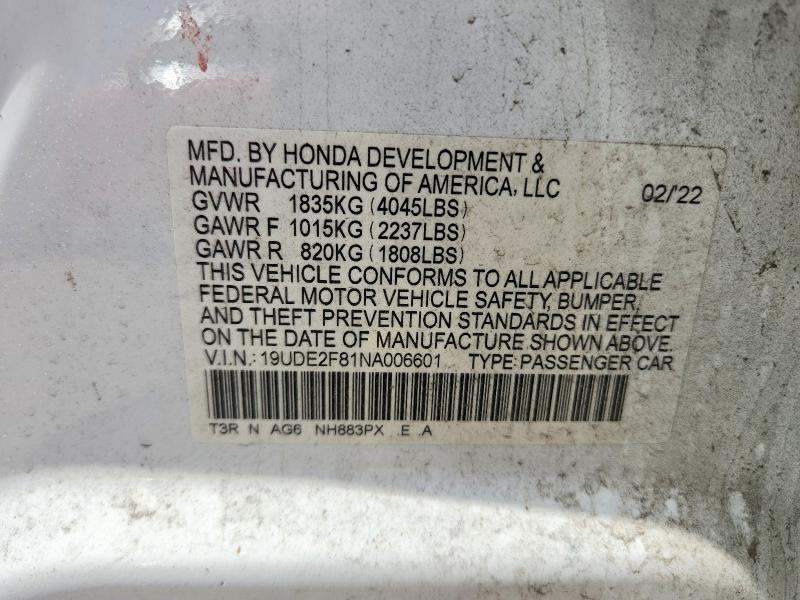 53397516 :رقم المزاد ، 19UDE2F81NA006601 vin ، 2022 Acura Ilx مزاد بيع
