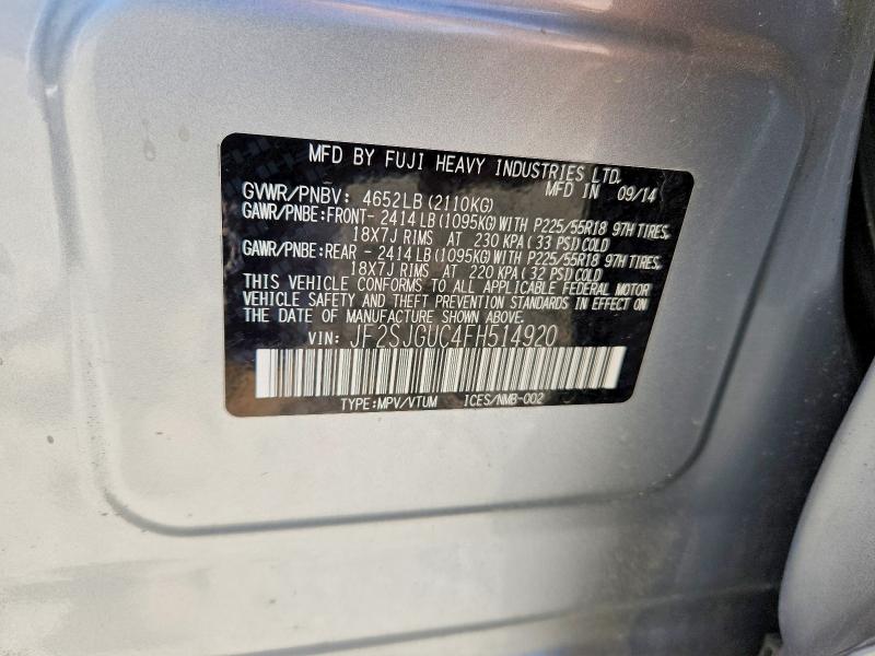 Продажа на аукционе авто 2015 Subaru Forester, vin: JF2SJGUC4FH514920, номер лота: 53230946