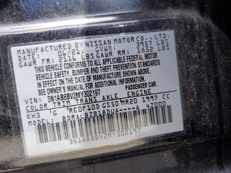 Aukcja sprzedaży 2021 Nissan Sentra, vin: 3N1AB8BV2MY302197, numer aukcji: 54756536