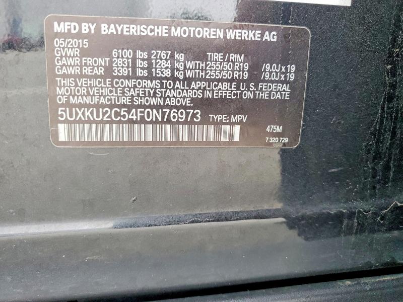 Aukcja sprzedaży 2015 Bmw X6, vin: 5UXKU2C54F0N76973, numer aukcji: 52194886