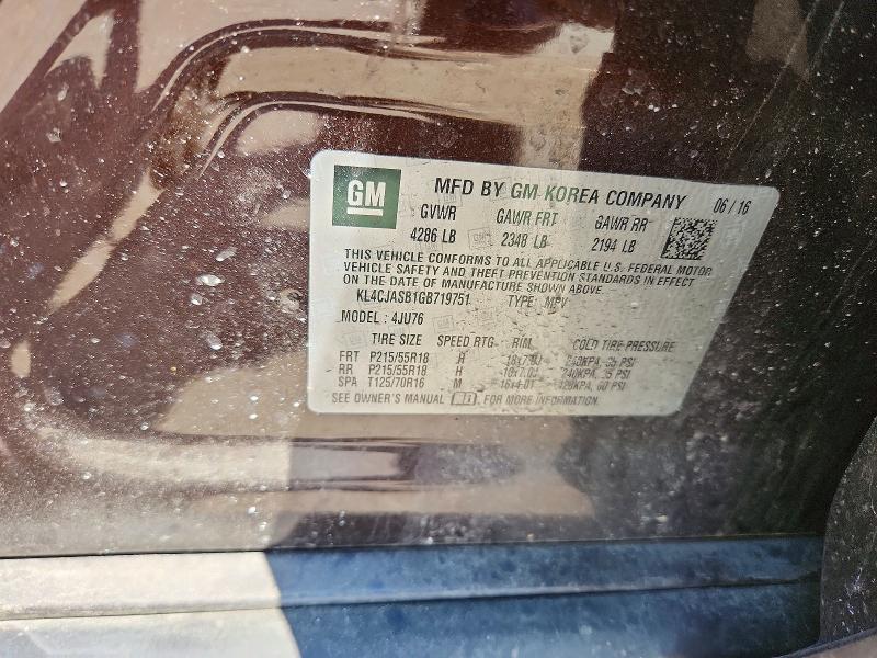 53744876 :رقم المزاد ، KL4CJASB1GB719751 vin ، 2016 Buick Encore مزاد بيع