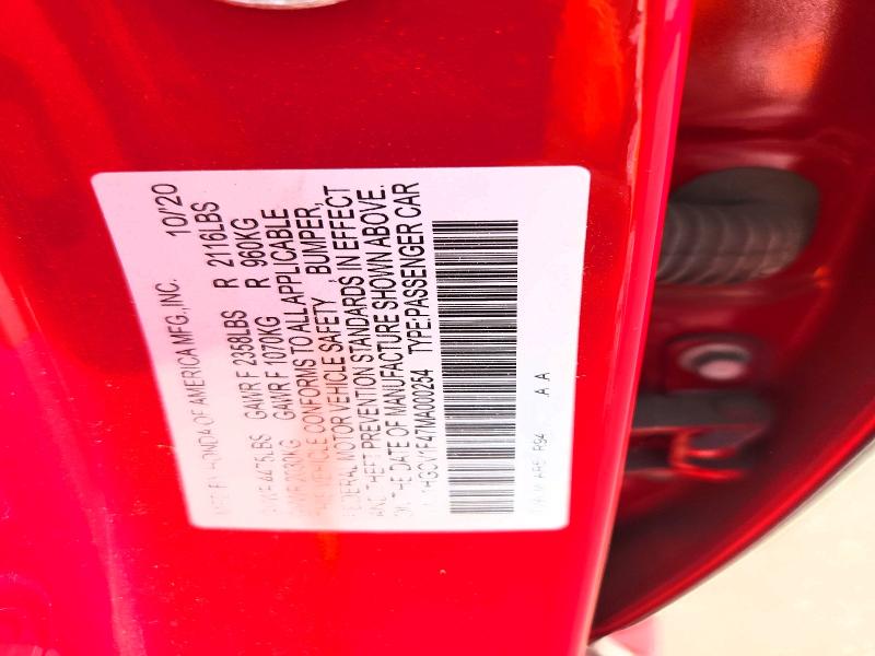 52551796 :رقم المزاد ، 1HGCV1F47MA000254 vin ، 2021 Honda Accord مزاد بيع