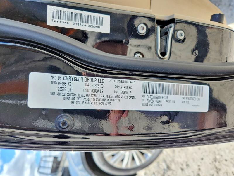 Aukcja sprzedaży 2012 Chrysler 300, vin: 2C3CCAHG0CH184128, numer aukcji: 52749976