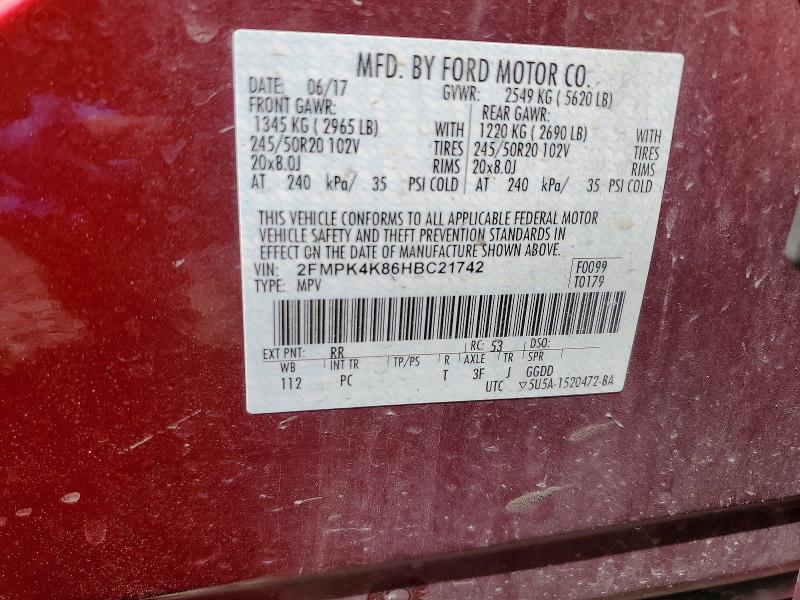 Продажа на аукционе авто 2017 Ford Edge, vin: 2FMPK4K86HBC21742, номер лота: 53283436