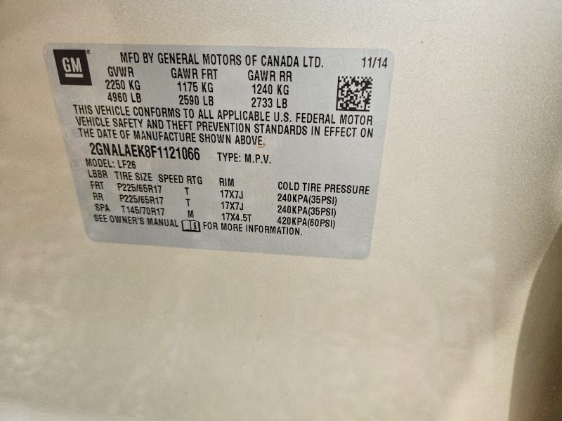 Aukcja sprzedaży 2015 Chevrolet Equinox, vin: 2GNALAEK8F1121066, numer aukcji: 55405896