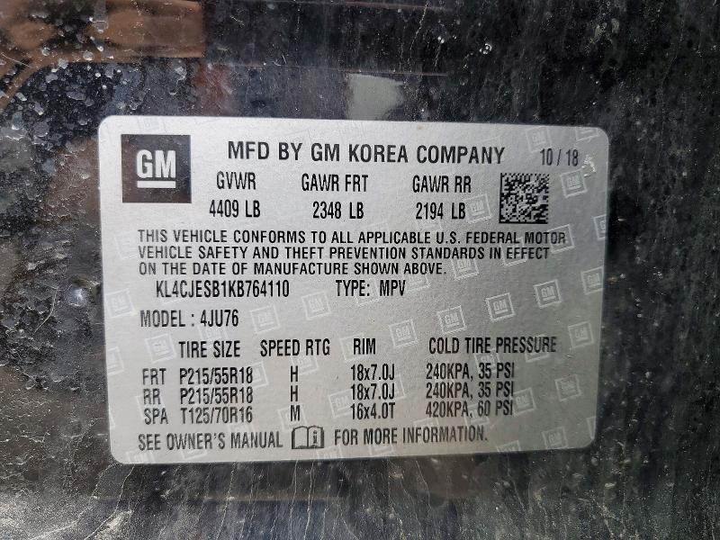 Продаж на аукціоні авто 2019 Buick Encore, vin: KL4CJESB1KB764110, номер лоту: 54390996