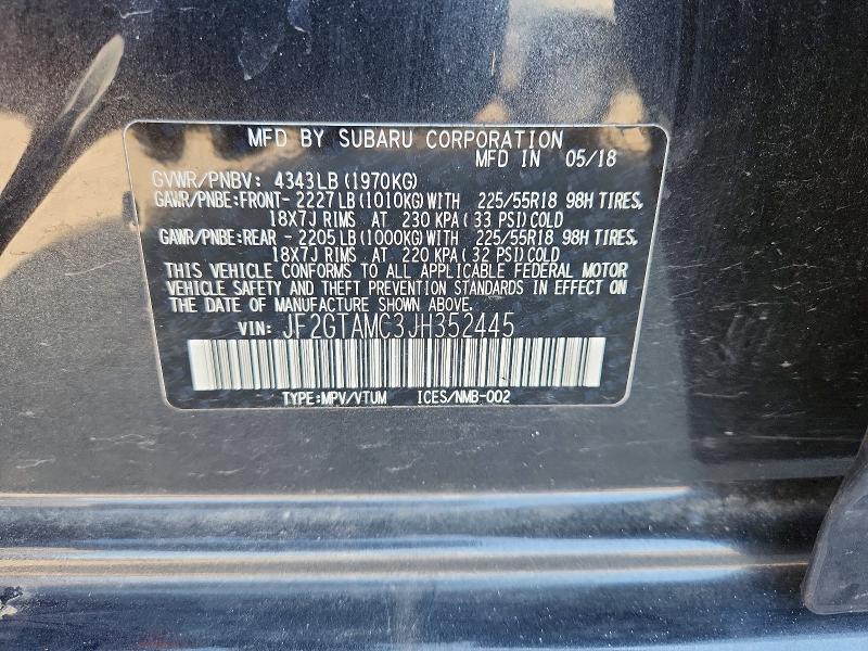 Aukcja sprzedaży 2018 Subaru Crosstrek, vin: JF2GTAMC3JH352445, numer aukcji: 52739176