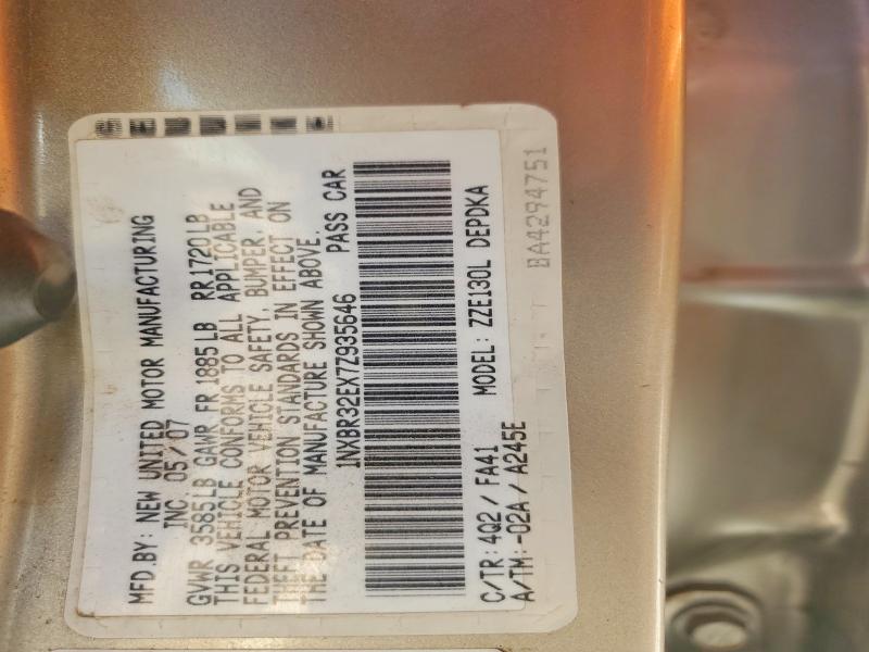 52097996 :رقم المزاد ، 1NXBR32EX7Z935646 vin ، 2007 Toyota Corolla مزاد بيع