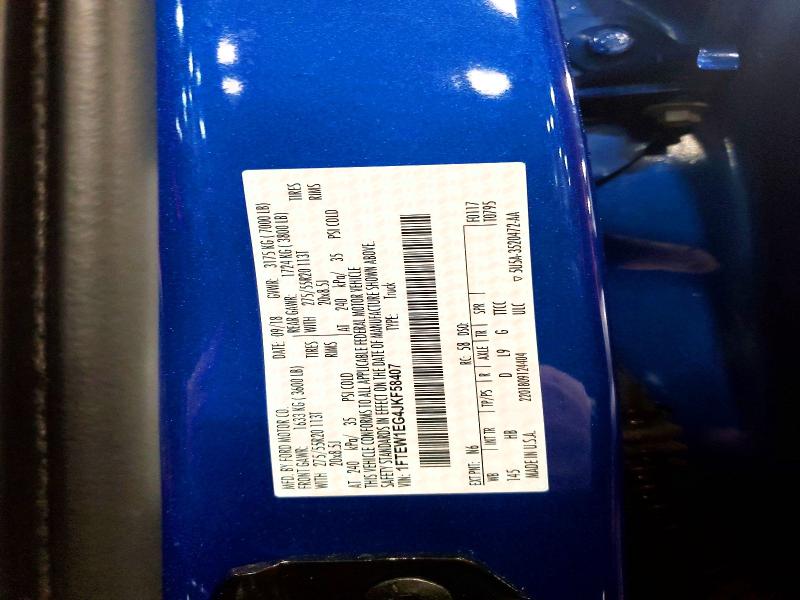 Продаж на аукціоні авто 2018 Ford F150, vin: 1FTEW1EG4JKF58407, номер лоту: 54399536