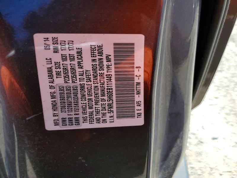 Aukcja sprzedaży 2014 Honda Odyssey, vin: 5FNRL5H60EB111449, numer aukcji: 52941916