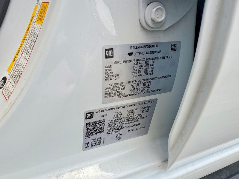 Aukcja sprzedaży 2025 Gmc Sierra, vin: 3GTPHCEK0SG282187, numer aukcji: 53840276