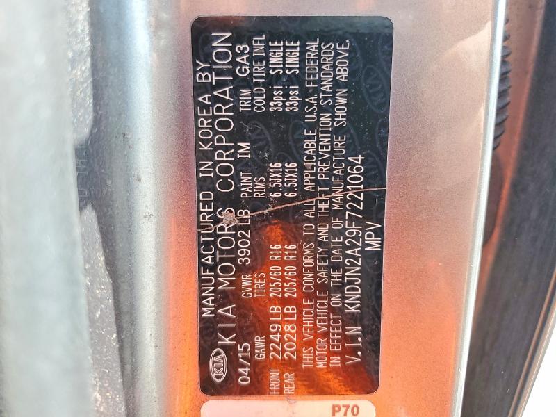 54619466 :رقم المزاد ، KNDJN2A29F7221064 vin ، 2015 Kia Soul مزاد بيع