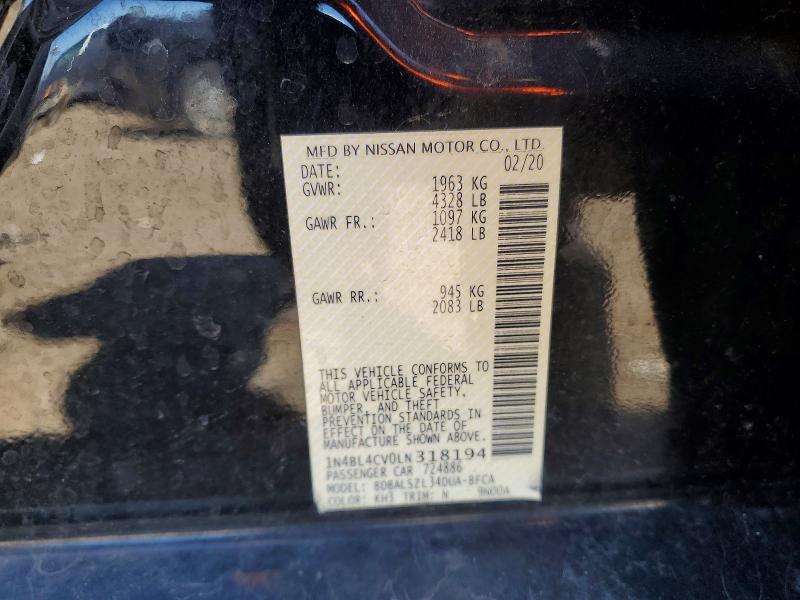 Aukcja sprzedaży 2020 Nissan Altima, vin: 1N4BL4CV0LN318194, numer aukcji: 52419296