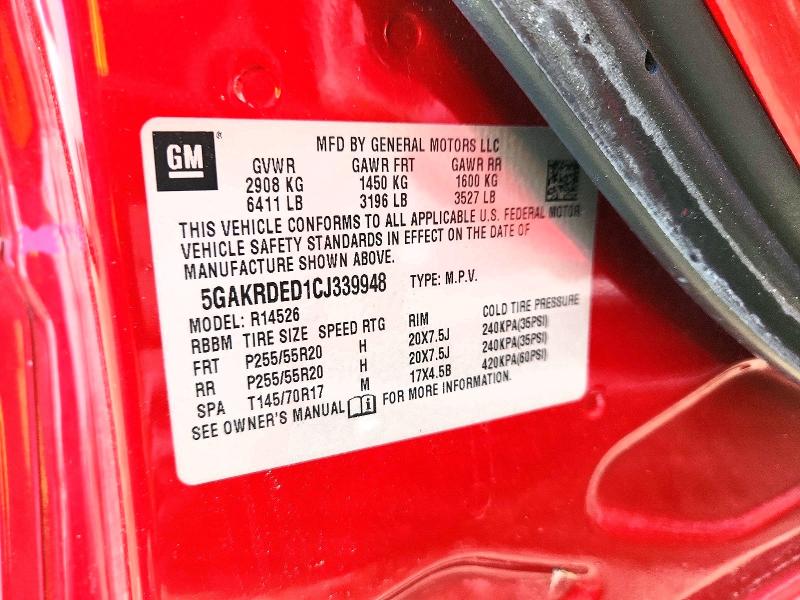 2012 Buick Enclave მანქანა იყიდება აუქციონზე, vin: 5GAKRDED1CJ339948, აუქციონის ნომერი: 53374236