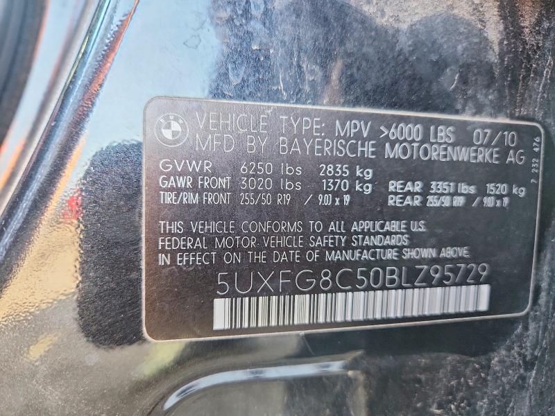 55055476 :رقم المزاد ، 5UXFG8C50BLZ95729 vin ، 2011 Bmw X6 مزاد بيع
