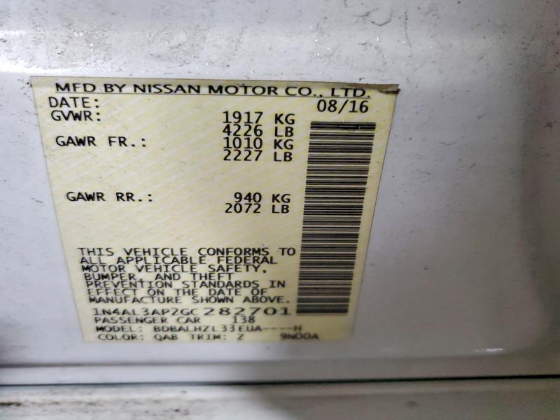 2016 Nissan Altima მანქანა იყიდება აუქციონზე, vin: 1N4AL3AP2GC282701, აუქციონის ნომერი: 52483966