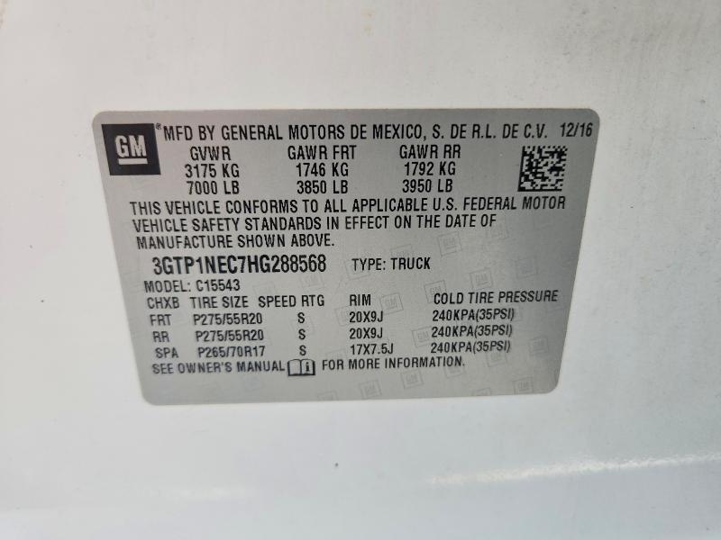 2017 Gmc Sierra მანქანა იყიდება აუქციონზე, vin: 3GTP1NEC7HG288568, აუქციონის ნომერი: 54163286