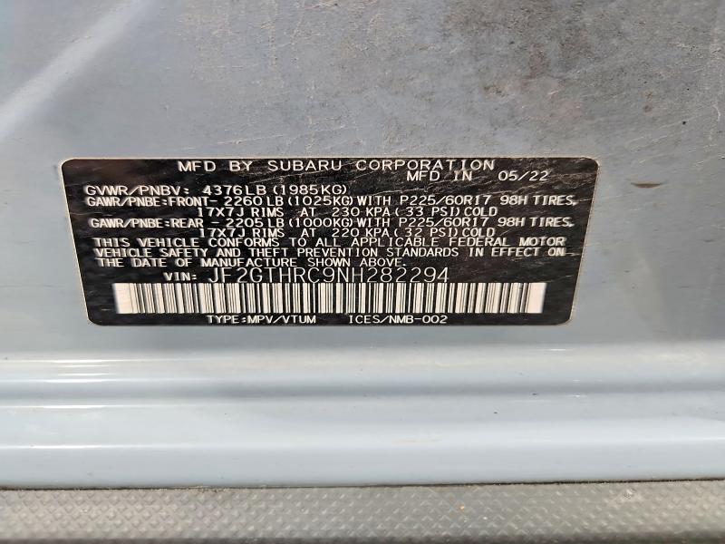 Aukcja sprzedaży 2022 Subaru Crosstrek, vin: JF2GTHRC9NH282294, numer aukcji: 55134666