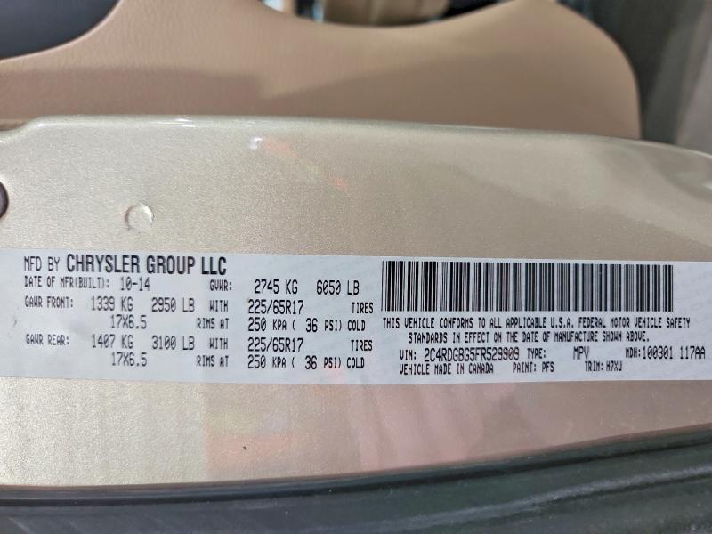 Aukcja sprzedaży 2015 Dodge Grand Caravan, vin: 2C4RDGBG5FR529909, numer aukcji: 53431946