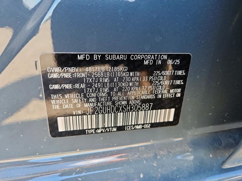 Aukcja sprzedaży 2025 Subaru Crosstrek, vin: JF2GUHDCXSH305887, numer aukcji: 53828236