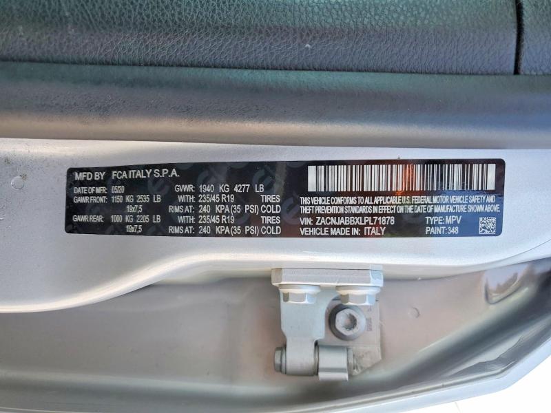 53622556 :رقم المزاد ، ZACNJABBXLPL71878 vin ، 2020 Jeep Renegade مزاد بيع