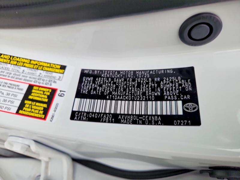 2026 Toyota Camry მანქანა იყიდება აუქციონზე, vin: 4T1DAACK0TU232110, აუქციონის ნომერი: 54606616