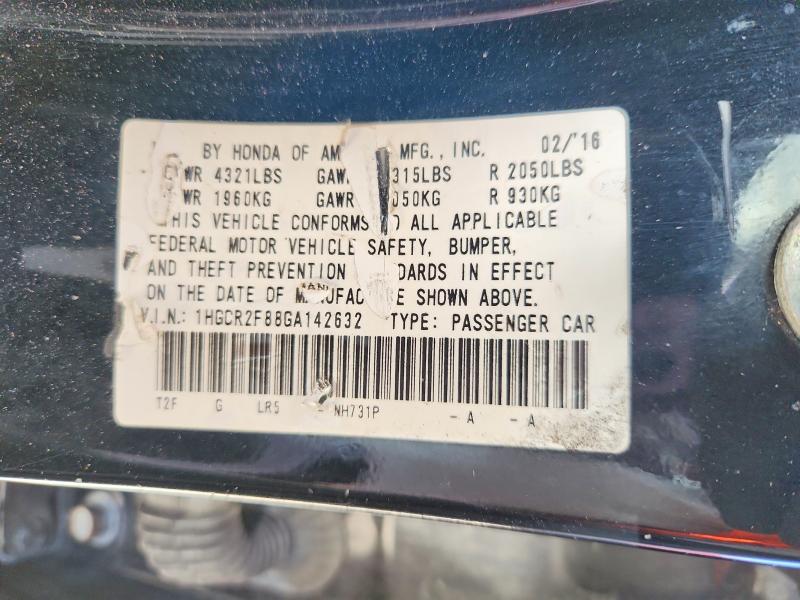 Продажа на аукционе авто 2016 Honda Accord, vin: 1HGCR2F88GA142632, номер лота: 54062856