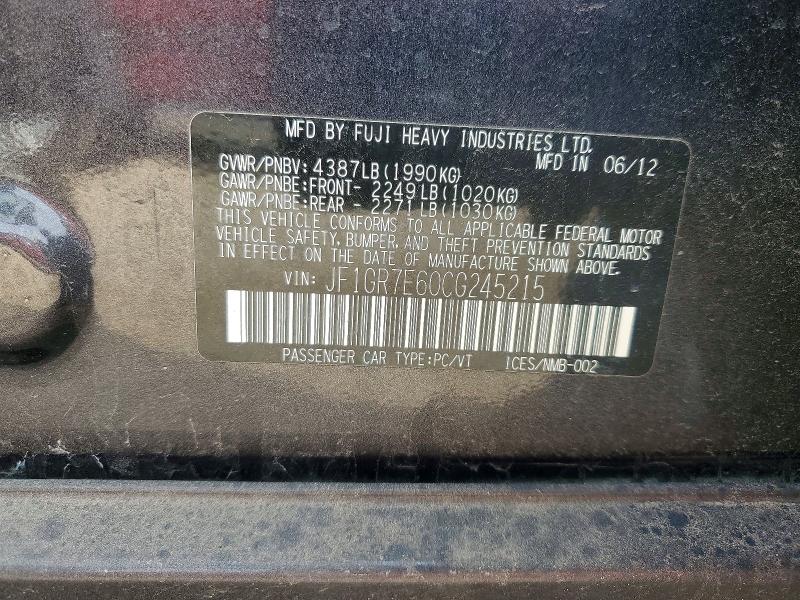 Продажа на аукционе авто 2012 Subaru Impreza, vin: JF1GR7E60CG245215, номер лота: 54512346