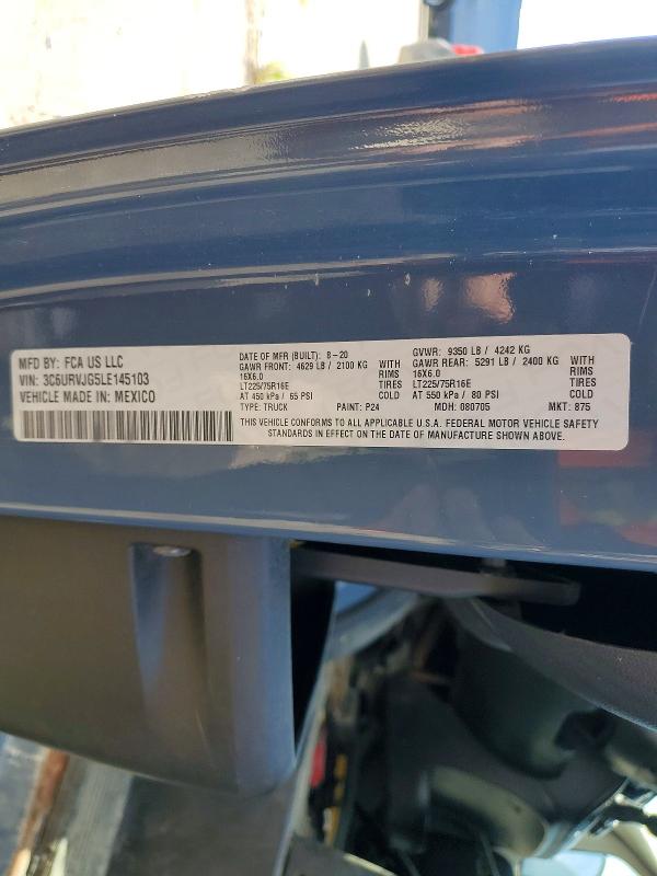 Продажа на аукционе авто 2020 Ram Promaster 3500, vin: 3C6URVJG5LE145103, номер лота: 53284146