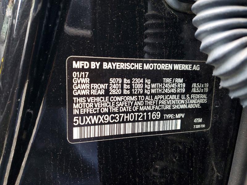 Aukcja sprzedaży 2017 Bmw X3, vin: 5UXWX9C37H0T21169, numer aukcji: 53208626