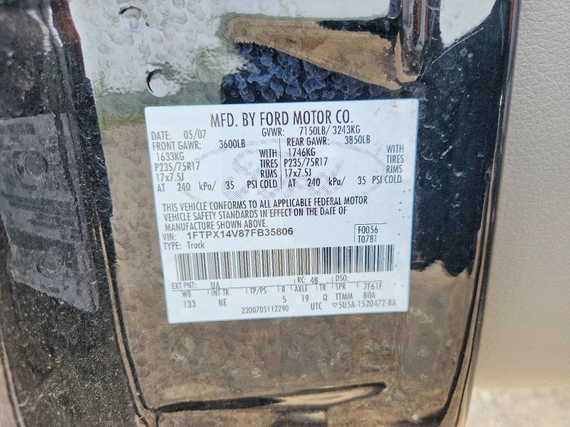 54157346 :رقم المزاد ، 1FTPX14V87FB35806 vin ، 2007 Ford F150 مزاد بيع