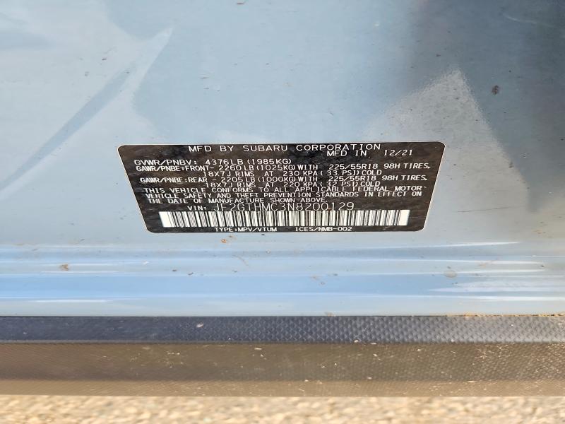 2022 Subaru Crosstrek მანქანა იყიდება აუქციონზე, vin: JF2GTHMC3N8200129, აუქციონის ნომერი: 55055926