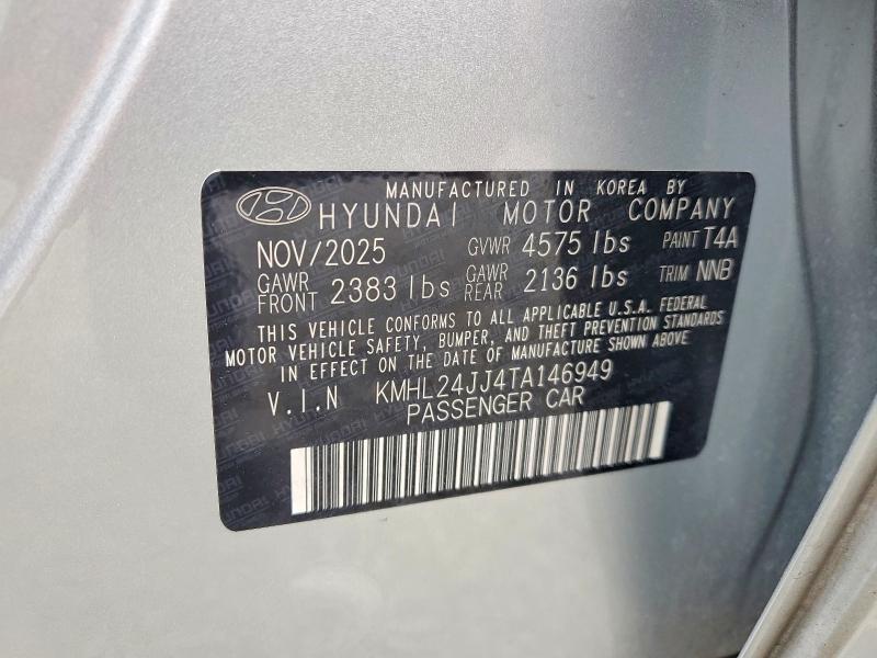 52757076 :رقم المزاد ، KMHL24JJ4TA146949 vin ، 2026 Hyundai Sonata Hybrid مزاد بيع