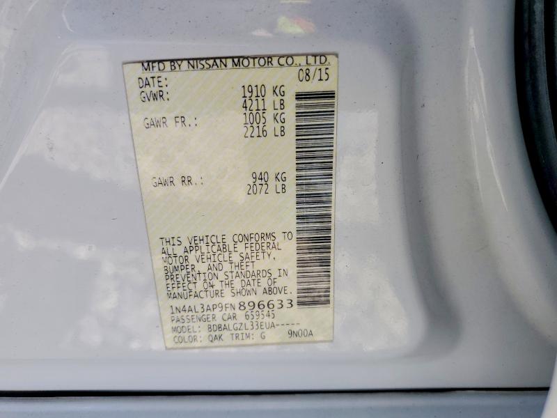 Auction sale of the 2015 Nissan Altima, vin: 1N4AL3AP9FN896633, lot number: 53430456
