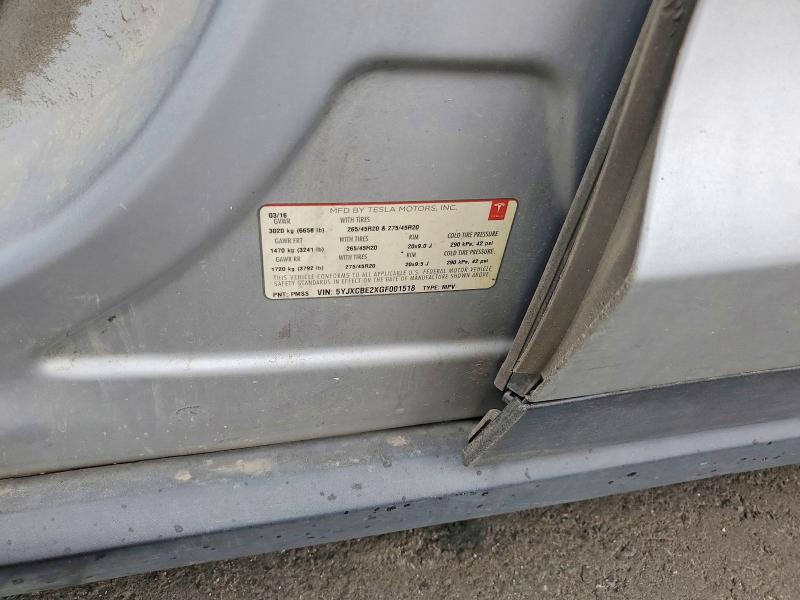53606546 :رقم المزاد ، 5YJXCBE2XGF001518 vin ، 2016 Tesla Model X مزاد بيع