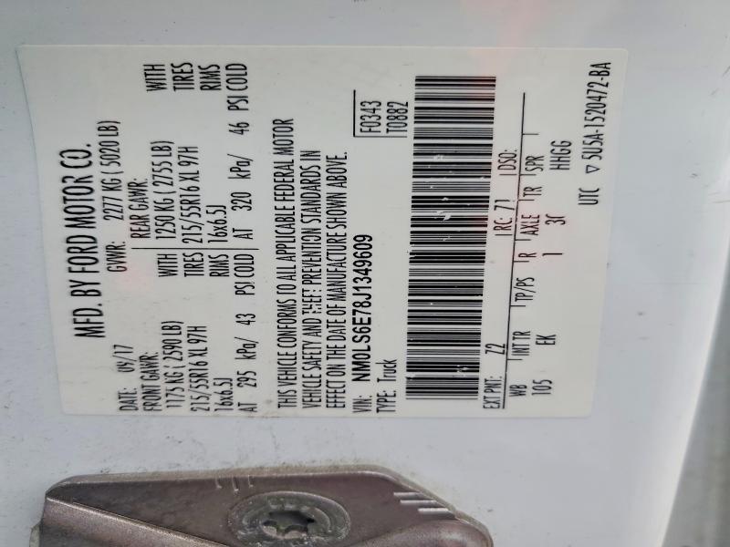 53917206 :رقم المزاد ، NM0LS6E78J1349609 vin ، 2018 Ford Transit Connect مزاد بيع