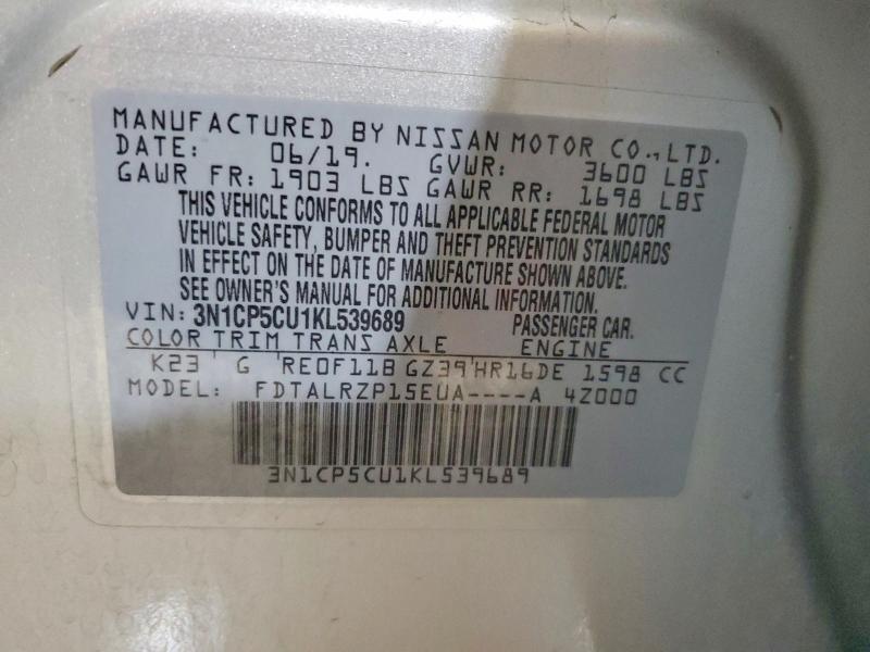 Aukcja sprzedaży 2019 Nissan Kicks, vin: 3N1CP5CU1KL539689, numer aukcji: 52013266