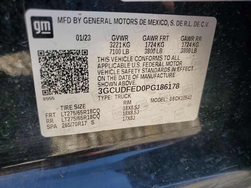 Aukcja sprzedaży 2023 Chevrolet Silverado, vin: 3GCUDFED0PG186178, numer aukcji: 53354916