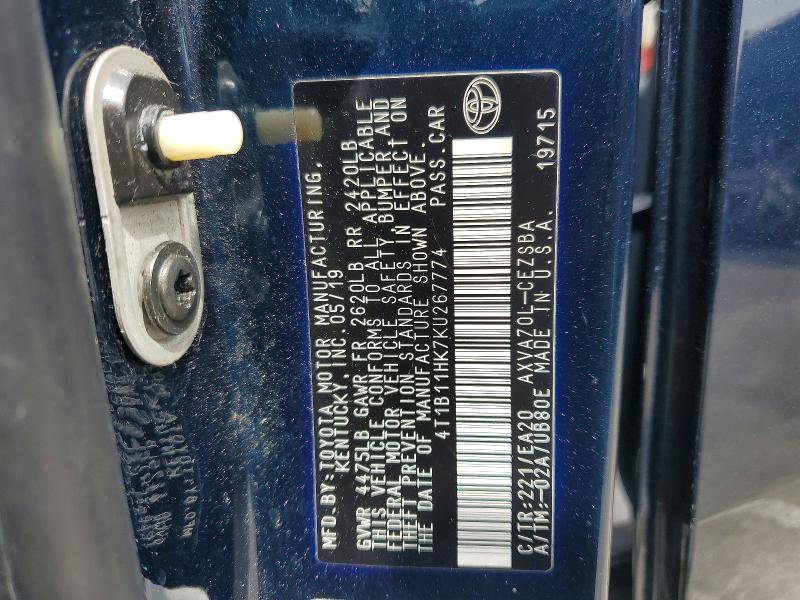 Продажа на аукционе авто 2019 Toyota Camry, vin: 4T1B11HK7KU267774, номер лота: 51487616