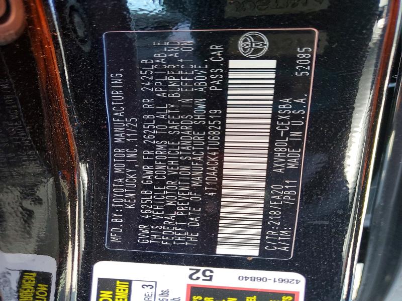 Продаж на аукціоні авто 2026 Toyota Camry, vin: 4T1DAACK4TU682519, номер лоту: 53108296