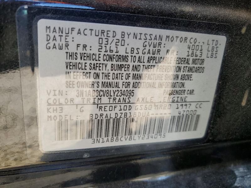 51957706 :رقم المزاد ، 3N1AB8CV8LY234095 vin ، 2020 Nissan Sentra مزاد بيع